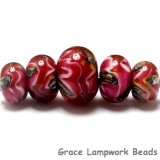 10110111 - Five Pink Cherry Treasures Graduated Rondelle Beads