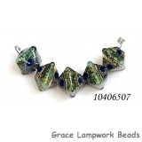 10406507 - Five Deep Ocean Blue w/Silver Foil Crystal Beads