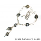 10406602 Necklace using Gray Blue w/Silver Foil Lentil Beads