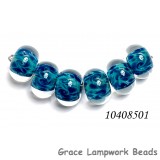 10408501 - Six Teal Blue Free Style  Rondelle Beads