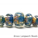 10409311 - Five Graduated Blue & Orange Rondelle Beads