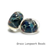 10409501 - Seven Blue/Multi-colors Boro Rondelle Beads