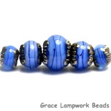 10413411 - Five Arctic Blue Shimmer Graduated Rondelle Beads
