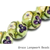 10504512 - Four White w/Purple Flora Lentil Beads