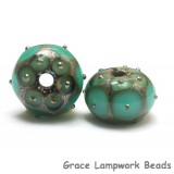 10505101 - Seven Ocean Green w/Metal Dots Rondelle Beads