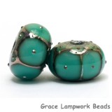 10505121 - Six Ocean Green w/Metal Dots Rondelle Beads