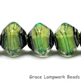 10507707- Five Spring Green Shimmer Crystal Shaped Beads