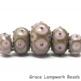 10602811 - Five Lavender Pink w/Metal Dots Grad Rondelle Beads