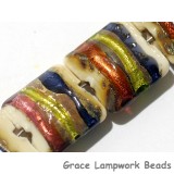 11005614 - Four Multi-colored & Ivory Pillow Beads