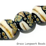 11105002 - Seven Black/Ivory & Beige Lentil Beads