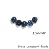 11204307 - Five Blue Pearl Surface w/Black String Crystal Beads