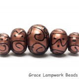 11204411 - Five Graduated Copper Pearl Surface w/Black Rondelle Beads