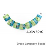 11601704C - Seven Green w/Blue Pillow Beads