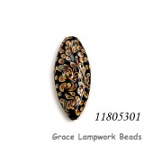 11805301 - Black w/Beige Free Style Oval Focal Bead