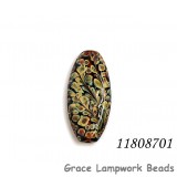 11808701 - Brown w/Beige Dots Oval Focal Bead