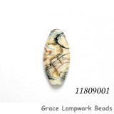 11809001 - Ivory w/Black & Blue Free Style Oval Focal Bead