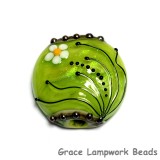 11838502 - Spring Green Florals Lentil Focal Bead
