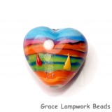 Grace Lampwork Beads, Hawaii Beach Sunset, heart