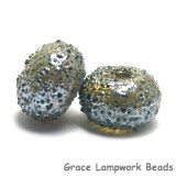 40101001 - Seven Golden Green Metallic Rondelle Beads