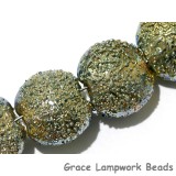 40101012 - Four Golden Green Metallic Lentil Beads