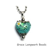 HN-11838605 - Seafoam Florals Heart Necklace