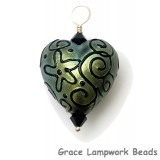 HP-11808005 - Green Pearl Surface w/Blk Heart Pendant