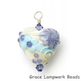 HP-11808305 - Light Ivory w/Blue Flower Heart Pendant
