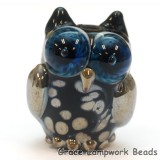 OWL-M-03- Black with silver dots free style owl bead, size M