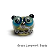 OWL-S-04 - Free Style with Olive Green Dots Owl Rondelle Bead