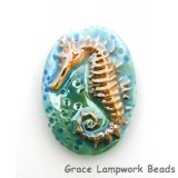 PM022432 - 24x32mm Porcelain Puffed Oval Seahorse