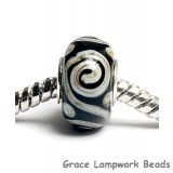 SC10046 - Large Hole Black w/Silver Ivory String Rondelle Bead