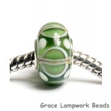 SC10067 - Large Hole Light Green w/Ivory Silver  Rondelle Bead