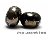 10204101 - Seven Elegant Black Metallic Rondelle Beads