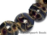 10407302 - Seven Black w/Ink Blue Silver Foil Lentil Beads