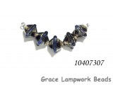 10407307 - Five Black w/Ink Blue Silver Foil Crystal Beads
