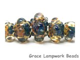 10409411 - Five Graduated Blue & Orange Boro Rondelle Beads