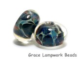 10409501 - Seven Blue/Multi-colors Boro Rondelle Beads