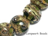10503402 - Seven Green w/Silver Foil Lentil Beads