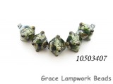 10503407 - Five Green w/Silver Foil Crystal Beads