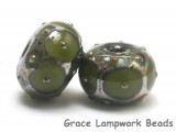 10505301 - Seven Pine Green w/Metal Dots Rondelle Beads