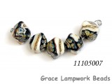 11105007 - Five Black/Ivory & Beige Crystal Beads