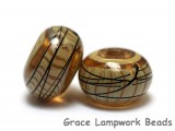 11106101 - Seven Transparent Brown w/Beige Strips Rondelle Beads