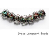 AB00501 - Seven Red/Green/Clear Dots Dichr Boro Rondelle Beads