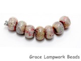 AB01901 - Seven Dark Red/Pearl Gold Dichr Boro Rondelle Beads