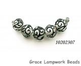10202307 - Five Black & White  Crystal Beads
