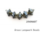 10406607 - Five Gray Blue w/Silver Foil Crystal Beads