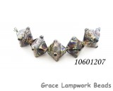 10601207 - Five Dark Amethyst w/Silver Foil Crystal Beads