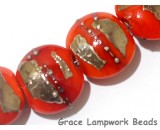 10705012 - Four Electric Orange Metallic Lentil Beads