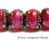 10706721 - Six Passion Pink Shimmer Rondelle Beads