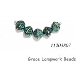 11203807 - Five Green Pearl Surface w/Black Crystal Beads